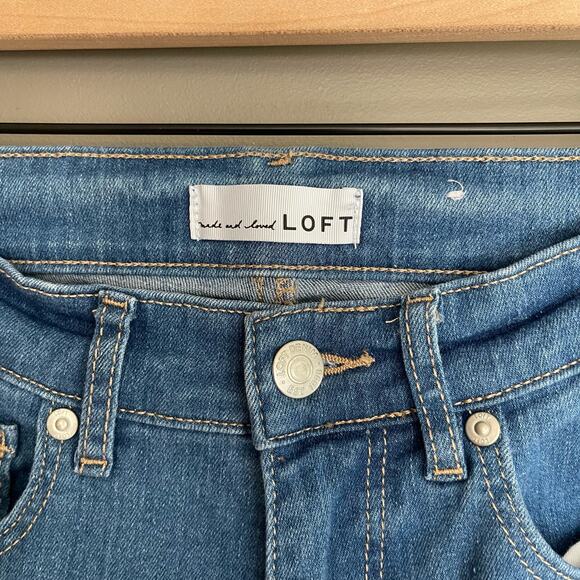 LOFT Skinny Jeans in Bright Mid Vintage Wash Mid Rise Chewed‎ Hem Blue Size 0/25 - Picture 8 of 16